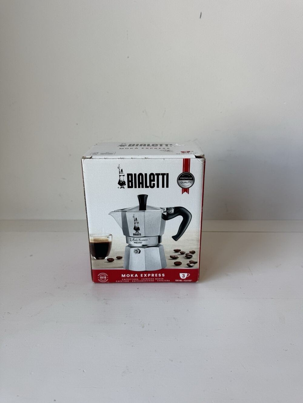 Bialetti Moka Express 3 Cup Stovetop Espresso Maker Aluminum Silver/Black NEW